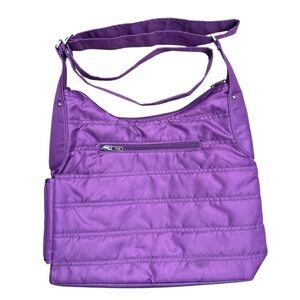 Lug Purple Crossbody Shoulder Bag Quilted Nylon Travel Organizer Tote